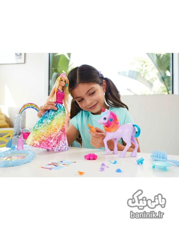 عروسک باربی به همراه یونیکورن رنگین کمانی Barbie — تصویر ۲