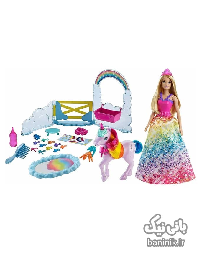 عروسک باربی به همراه یونیکورن رنگین کمانی Barbie — تصویر ۳