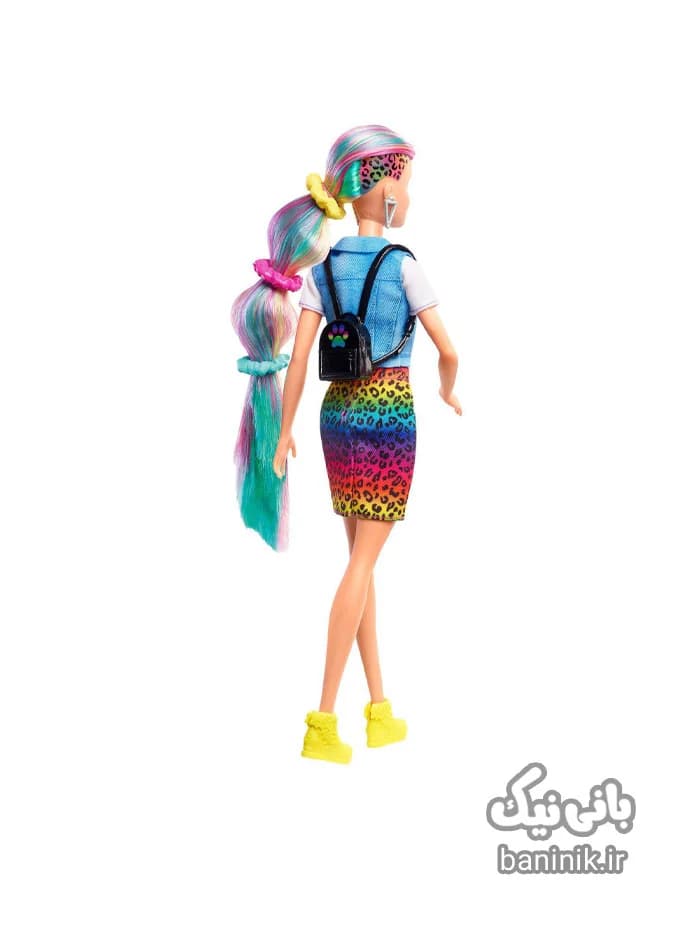 عروسک باربی مو رنگین کمانی پلنگی Barbie — تصویر ۶