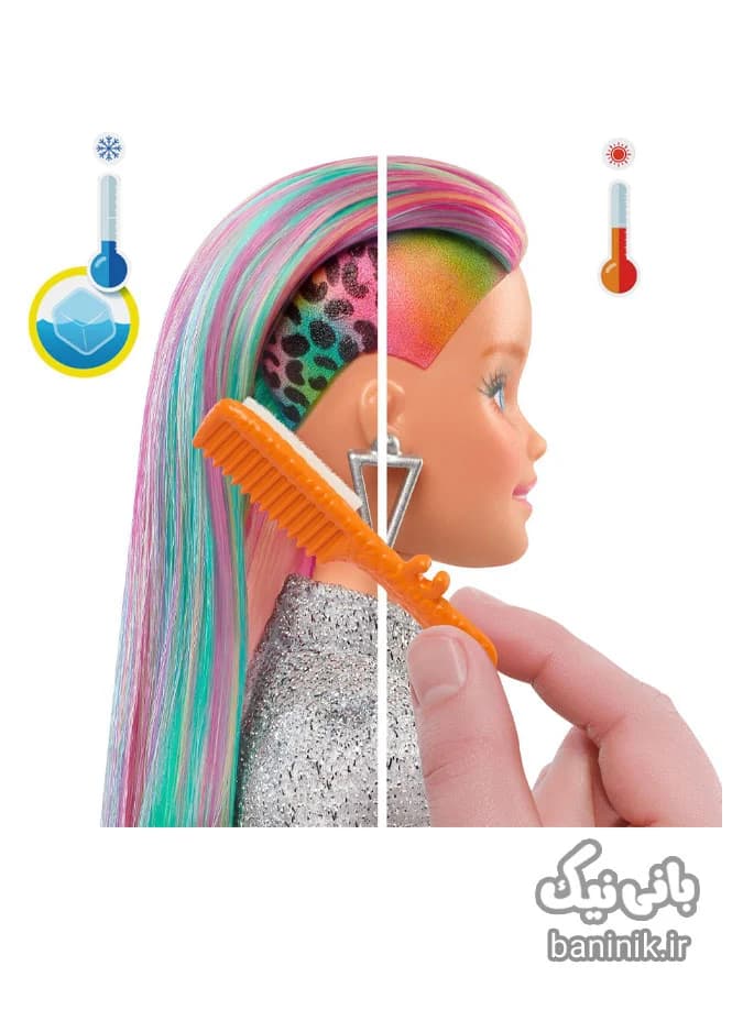 عروسک باربی مو رنگین کمانی پلنگی Barbie — تصویر ۳