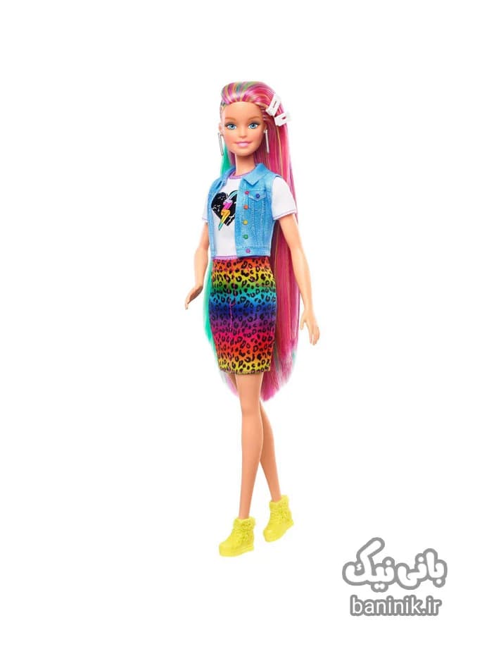 عروسک باربی مو رنگین کمانی پلنگی Barbie — تصویر ۲
