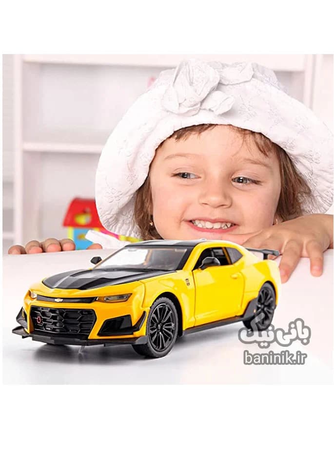 ماشین فلزی عقب کش شورلت کامارو زرد 24191 — تصویر ۶