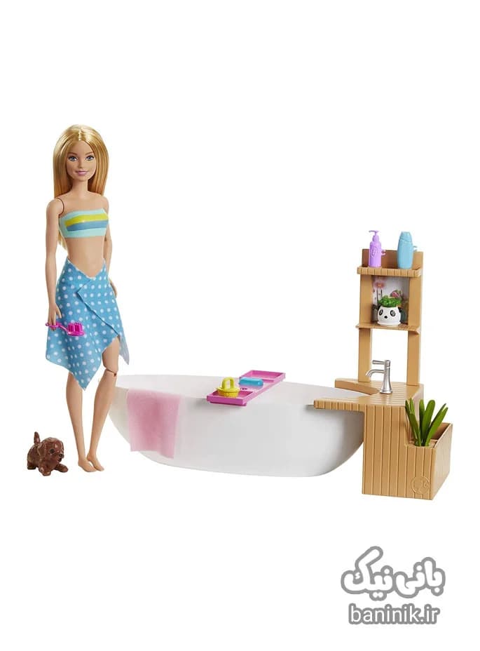 عروسک باربی با وان و وسایل حمام Barbie GJN32 — تصویر ۴