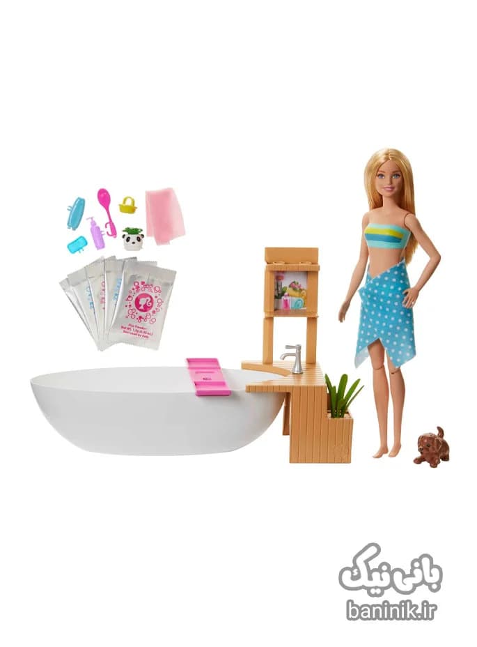 عروسک باربی با وان و وسایل حمام Barbie GJN32 — تصویر ۳
