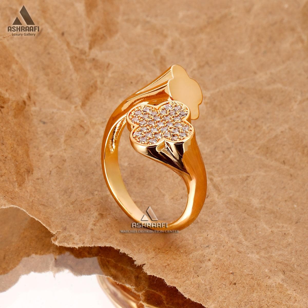انگشتر زنانه طلایی Women Clover Ring RG01 — تصویر ۲