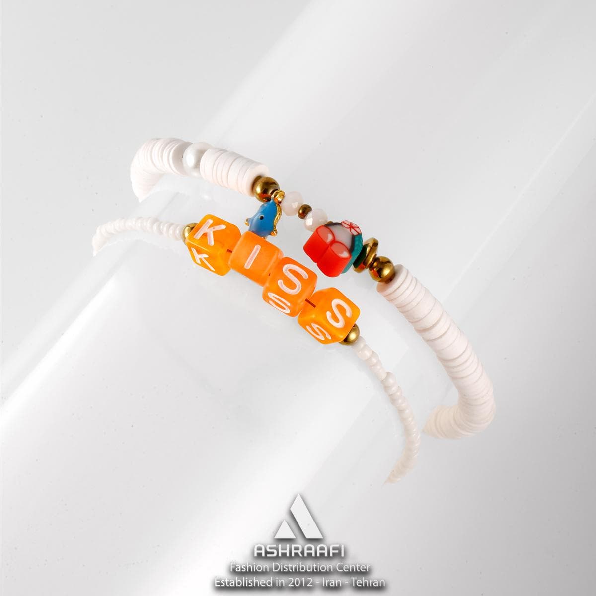 دستبند دخترانه سفید Bead Bracelet WO01
