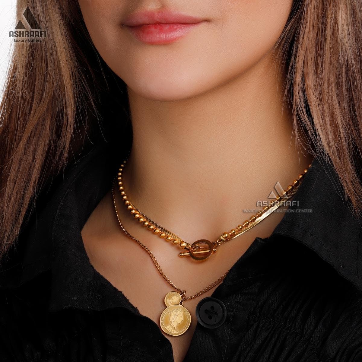 گردنبند زنانه سه لاین الیزابت Elizabeth Necklace G01 — تصویر ۳