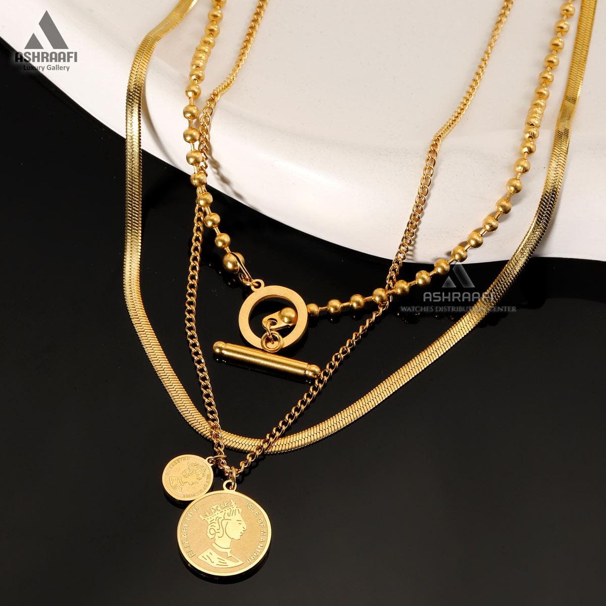 گردنبند زنانه سه لاین الیزابت Elizabeth Necklace G01 — تصویر ۲