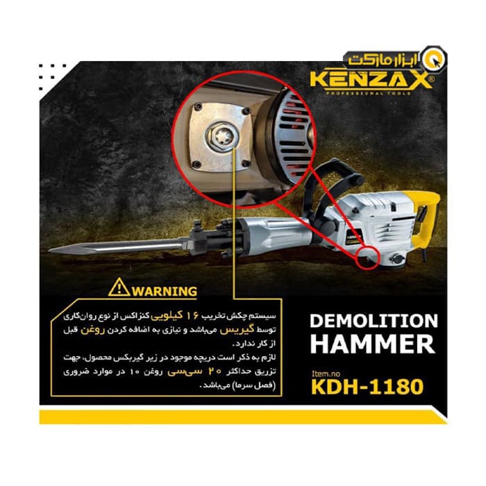 چکش تخریب 17 کیلو کنزاکس مدل KDH 1180 — تصویر ۵
