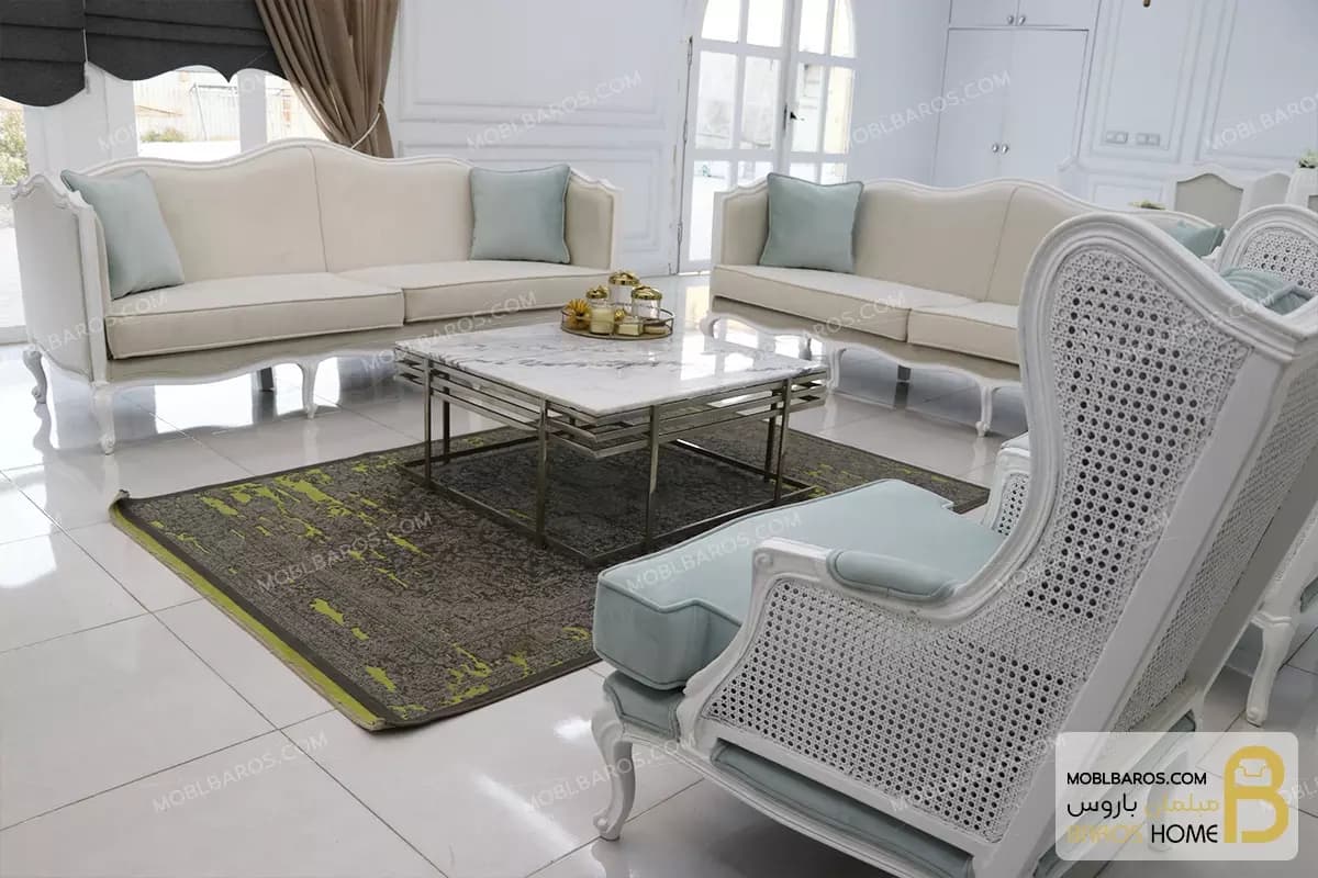 ست مبلمان چوبی و کلاسیک سفارشی مدل گندم و مبل تک کویین — تصویر ۲