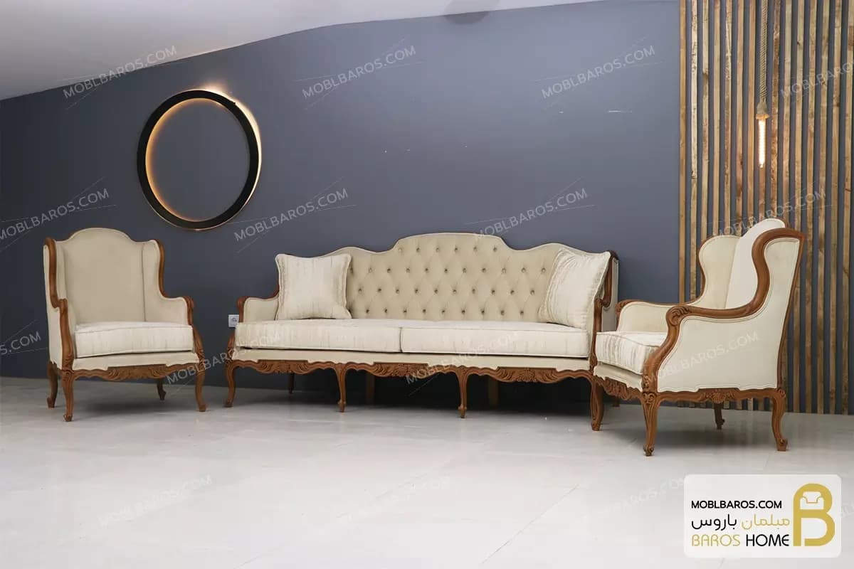 ست مبلمان ۷ نفره کلاسیک منبت چوبی رومینا کد ۳ — تصویر ۶