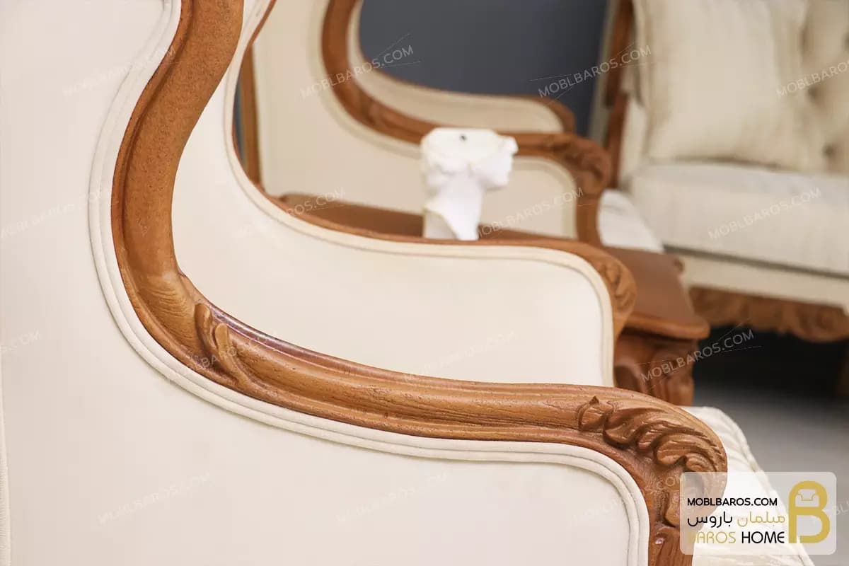 ست مبلمان ۷ نفره کلاسیک منبت چوبی رومینا کد ۳ — تصویر ۷