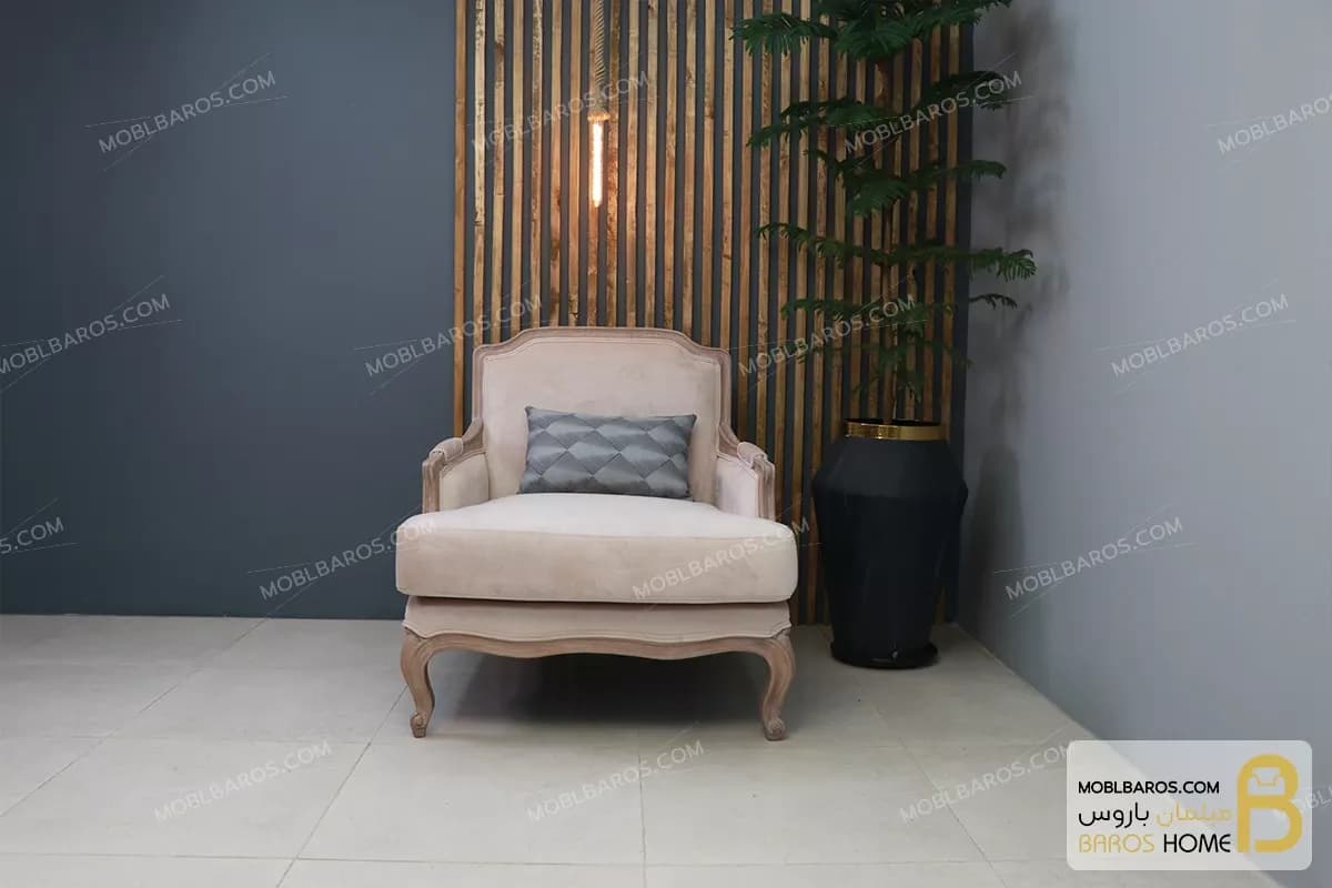 مبل تکنفره چوبی و کلاسیک مدل سیسی