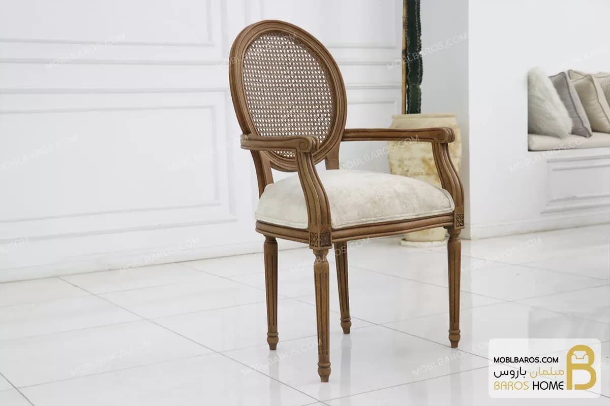 میز ناهارخوری کلاسیک و غذاخوری چوبی مدل لویی طرح گل — تصویر ۵