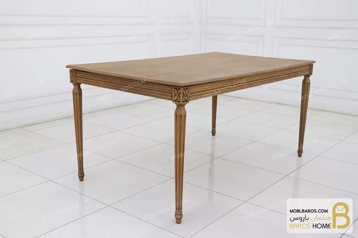 میز ناهارخوری کلاسیک و غذاخوری چوبی مدل لویی طرح گل — تصویر ۳