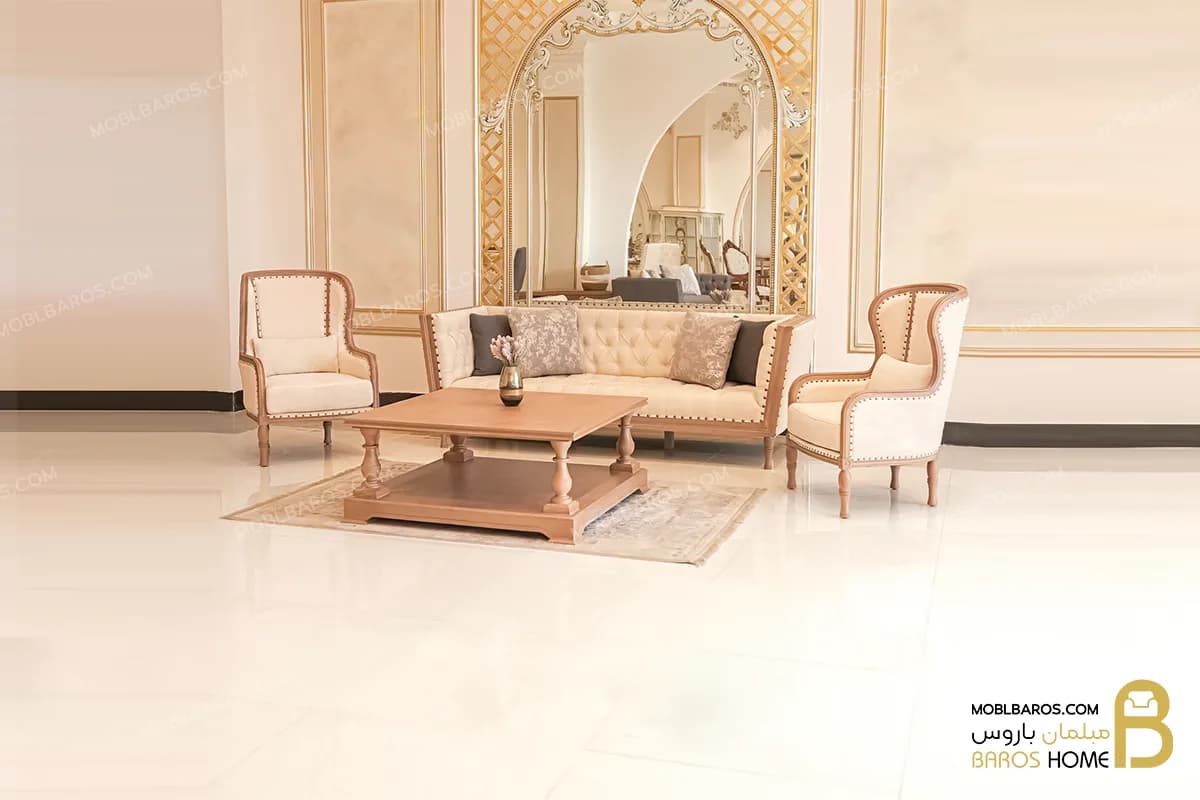 ست مبلمان چوبی کلاسیک و چستر مدل دایان — تصویر ۲