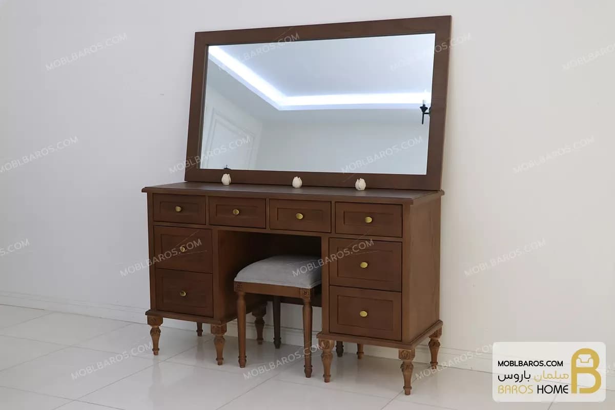 سرویس خواب دونفره چوبی کلاسیک مدل ماهور کد ۲ — تصویر ۲