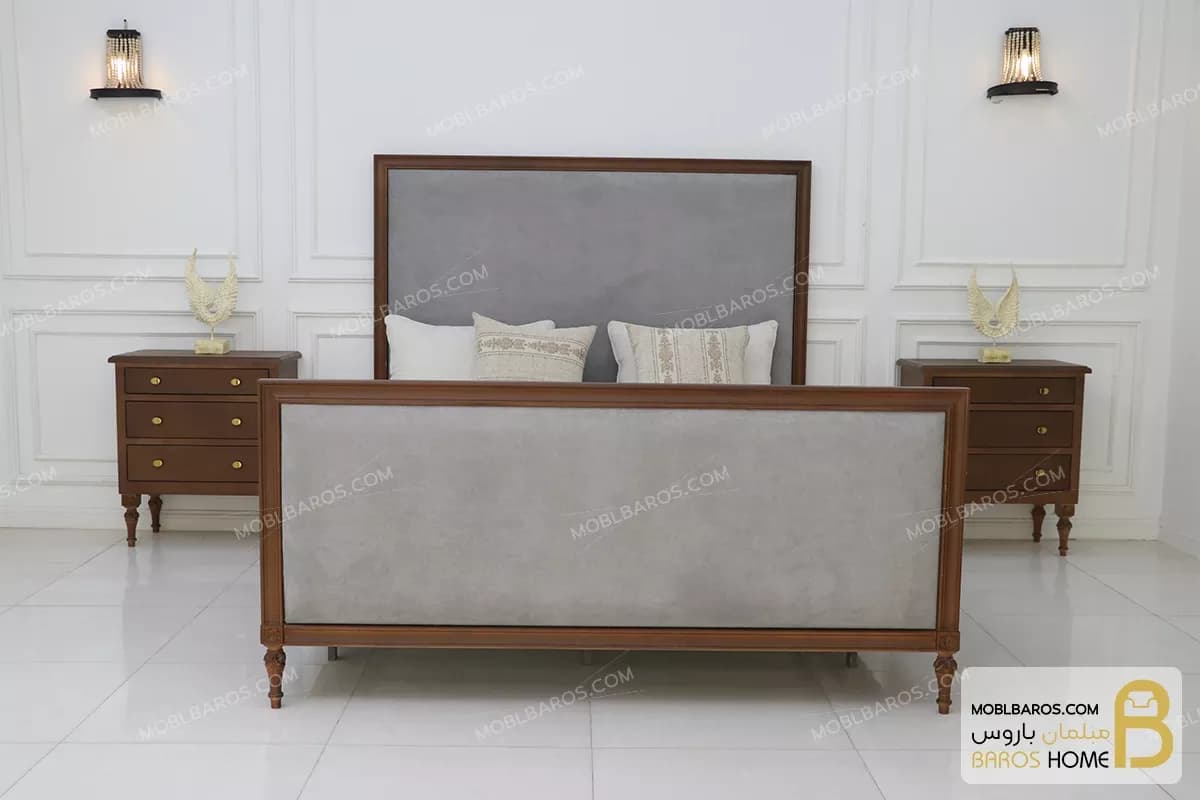 سرویس خواب دونفره چوبی کلاسیک مدل ماهور کد ۲