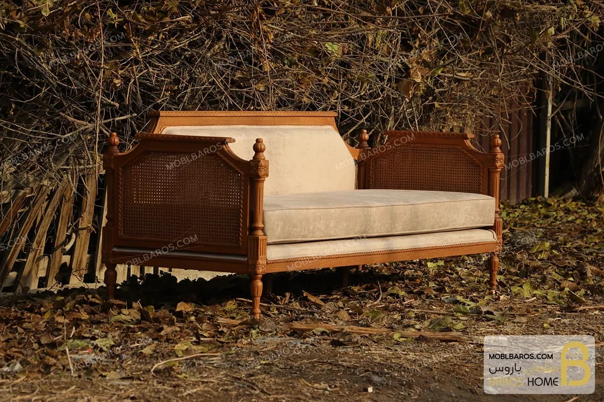 کاناپه نئوکلاسیک جدید و چوبی کاجی — تصویر ۷