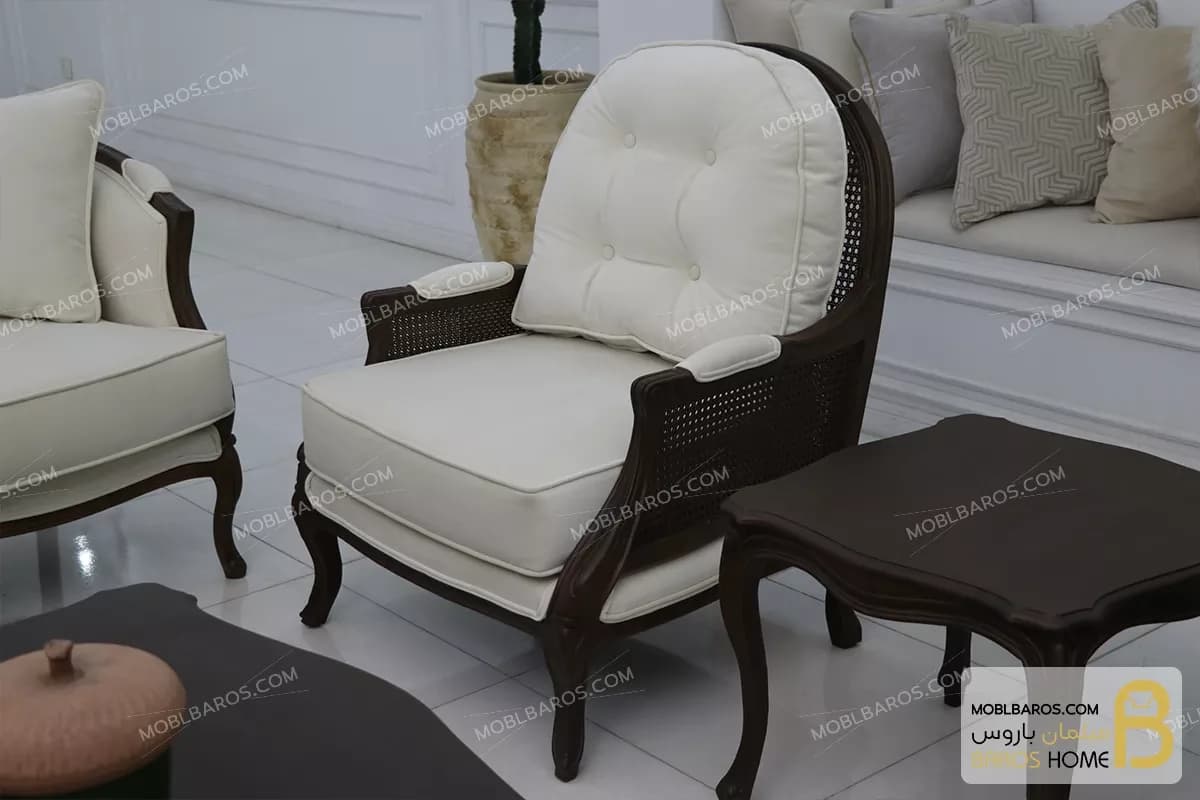 مبل نئوکلاسیک راشل پلاس با مبل تک روما — تصویر ۳