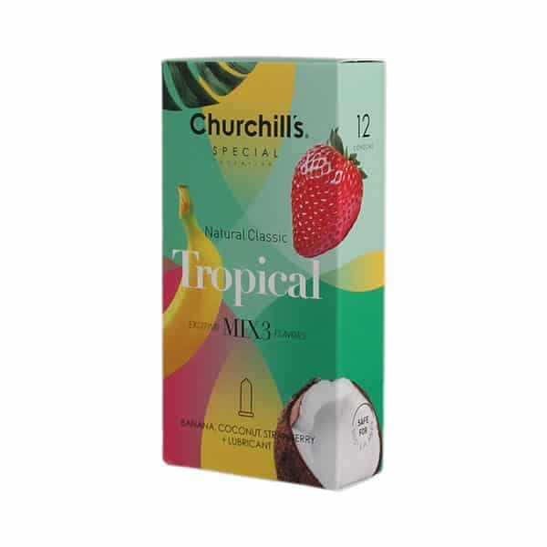 کاندوم میوه ای چرچیلز Tropical بسته 12 عددی — تصویر ۳