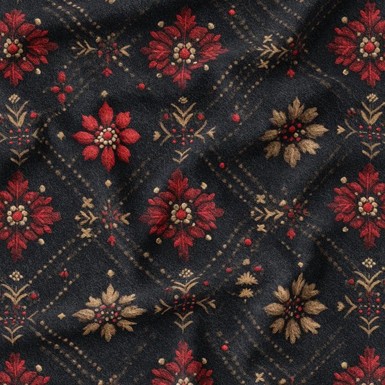 پارچه مخمل روبالشی طرح سه بعدی فرش نقش کاشان کد 5014594
