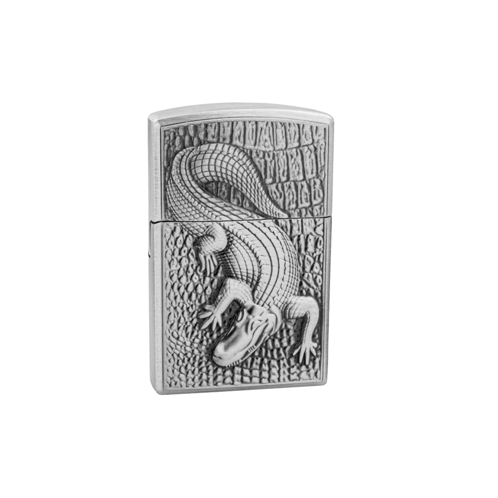 فندک گازی شعله ی شمعی طرح تمساح نقره ای