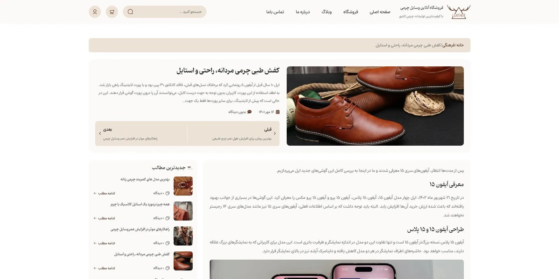 طراحی سایت برای فروشگاه چرم | نمایش حرفه‌ای محصولات چرمی شما — تصویر ۳