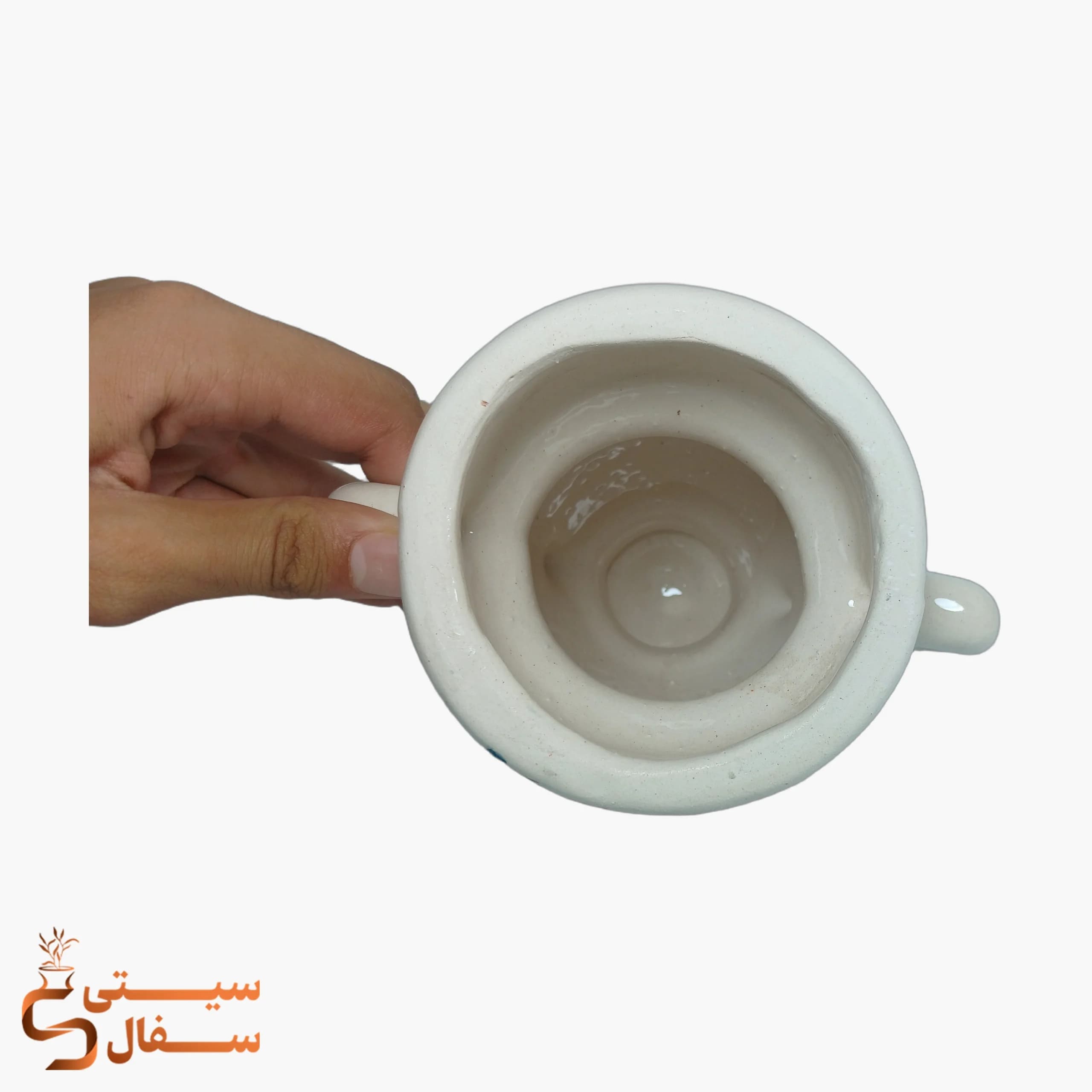فانوس سرامیکی قرمز دکوری با نقش گل (ارتفاع ۲۰ سانتی‌متر) — تصویر ۴