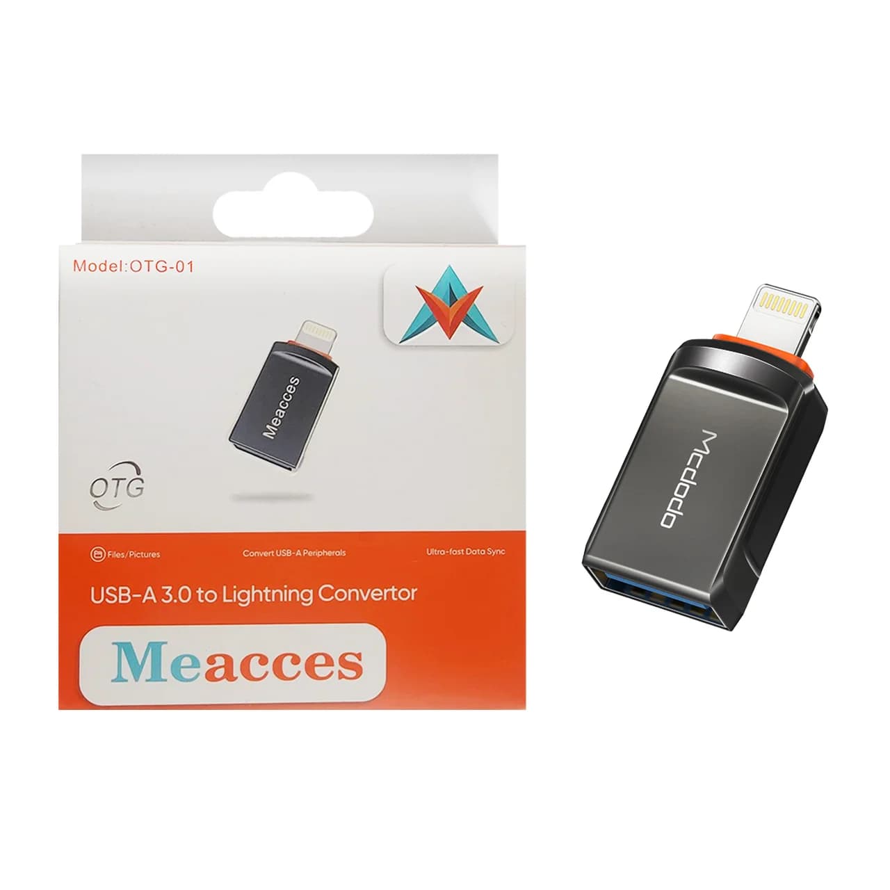 تبدیل Meacces Lightning To USB3.0 مدل OTG-01 – خاکستری — تصویر ۶