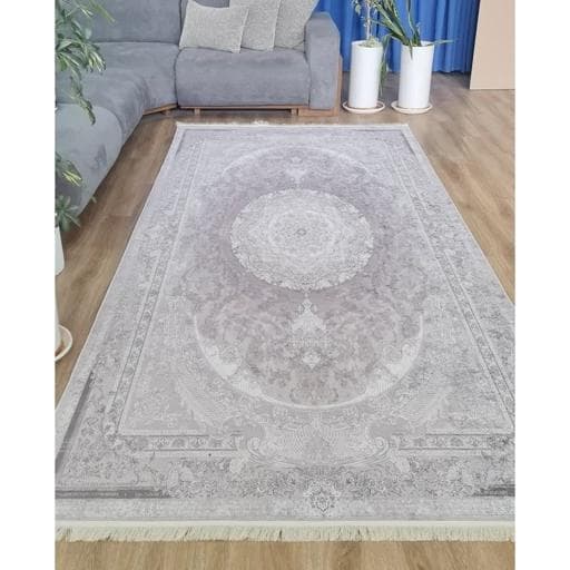 فرشینه | فرش چاپی برند حسن نیا مخمل طرح طوسی وینتیج لوکسینو U56 (پس کرایه)