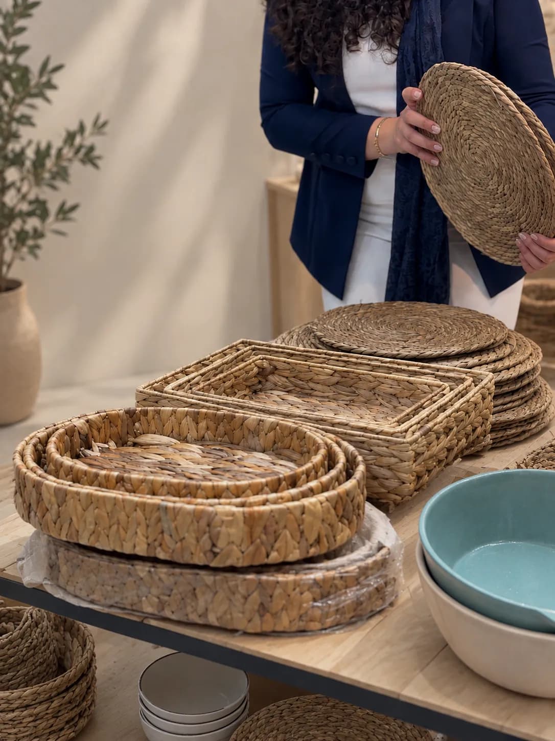 سبد حصیری الیاف طبیعی وارداتی بیضی — تصویر ۶