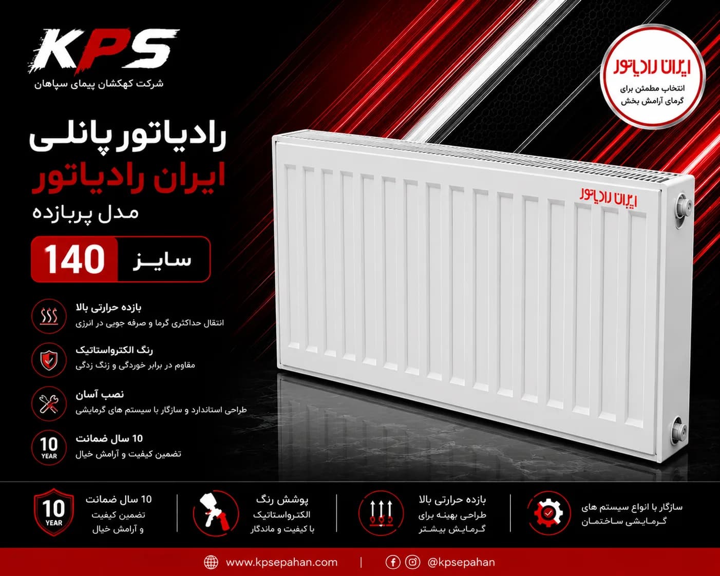 رادیاتور پانلی ایران رادیاتور سایز 140