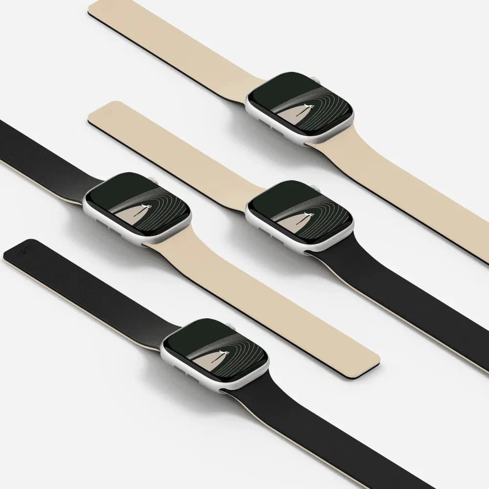 بند دورو اپل واچ برند مافت مدل MOFT Snap Duo Watch Band سایز ۳۸/۴۰/۴۱/۴۲ میلی متر رنگ مشکی/کرم — تصویر ۳