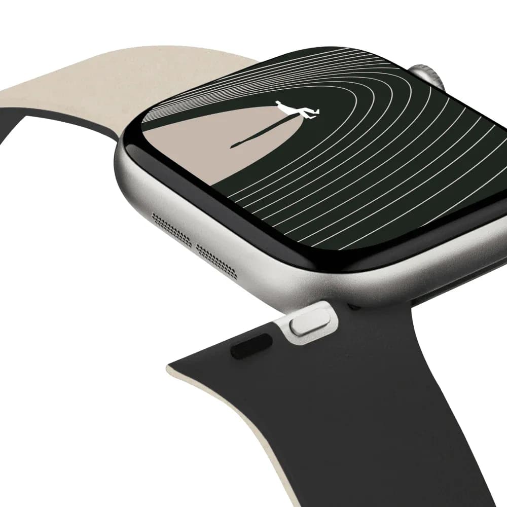 بند دورو اپل واچ برند مافت مدل MOFT Snap Duo Watch Band سایز ۳۸/۴۰/۴۱/۴۲ میلی متر رنگ مشکی/کرم — تصویر ۷