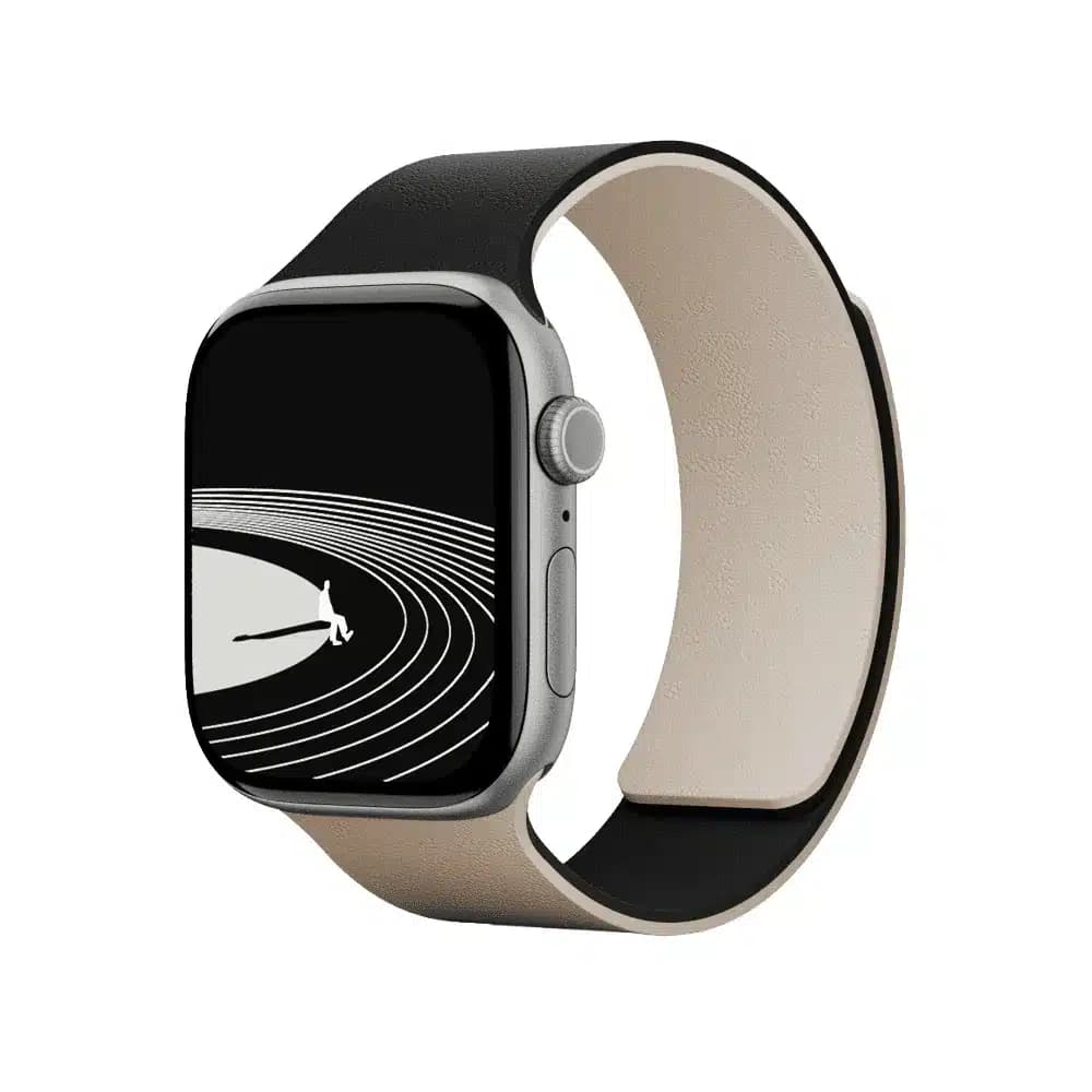 بند دورو اپل واچ برند مافت مدل MOFT Snap Duo Watch Band سایز ۳۸/۴۰/۴۱/۴۲ میلی متر رنگ مشکی/کرم
