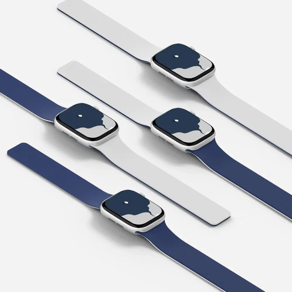 بند دورو اپل واچ برند مافت مدل MOFT Snap Duo Watch Band سایز ۴۴/۴۵/۴۶/۴۹ میلی متر رنگ سرمه ای/خاکستری — تصویر ۳