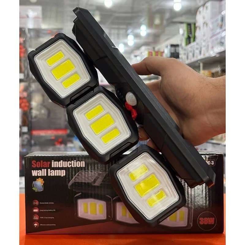 چراغ شارژی خورشیدی سه ماژول سنسور دار ضد آب مدل YX670C-3 کد L835 — تصویر ۲