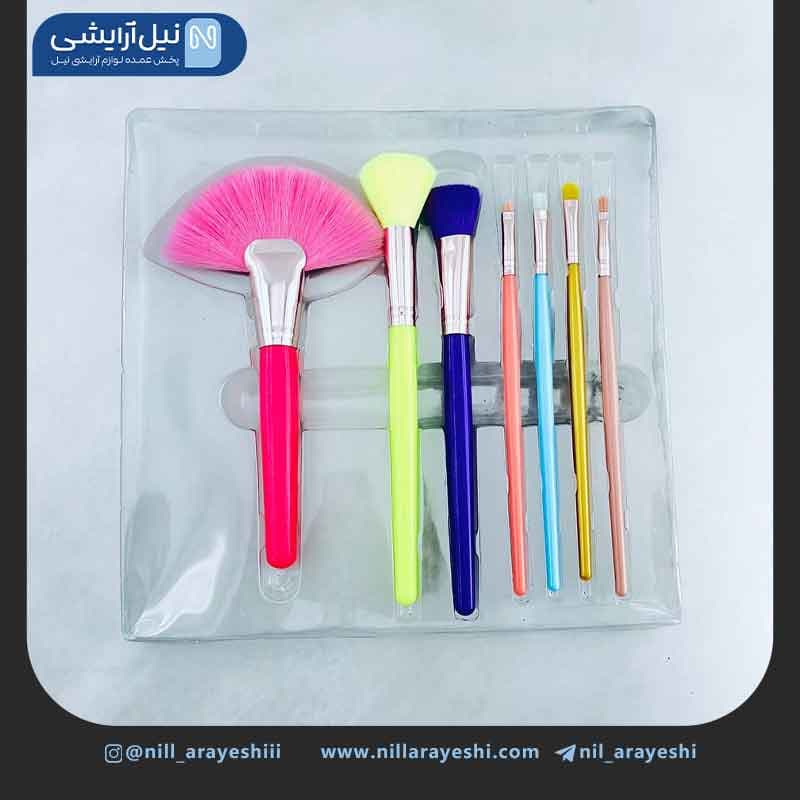 ست براش هفت تکه دسته رنگی کد 6208