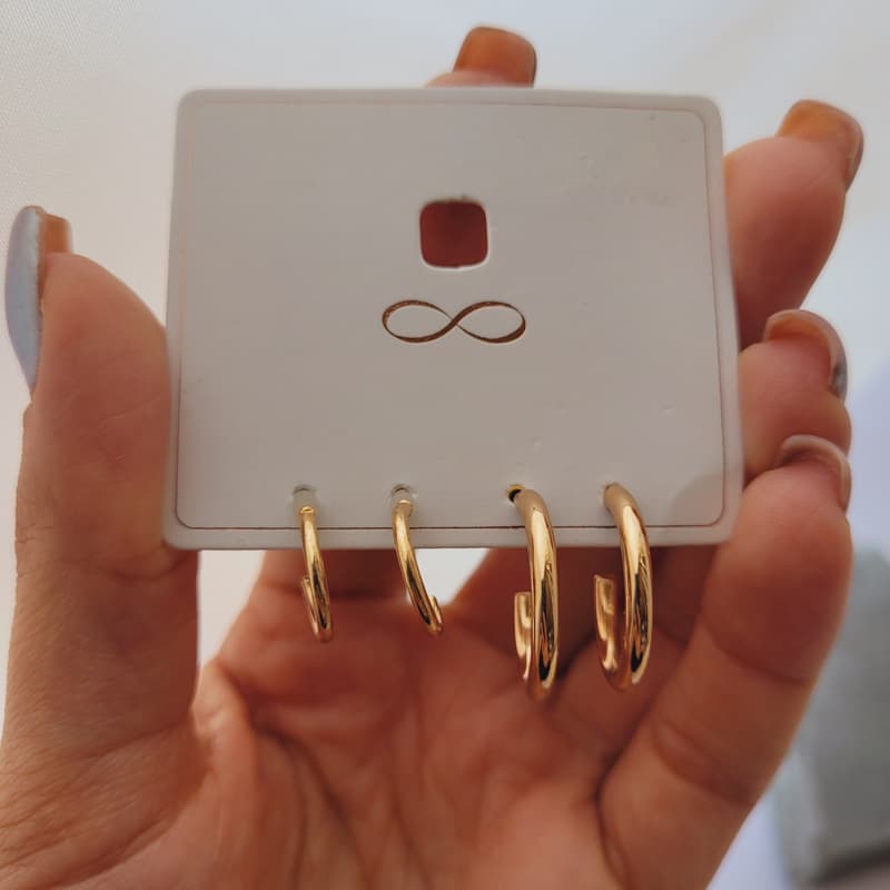پک گوشواره حلقه ای کوچک طلایی — تصویر ۳