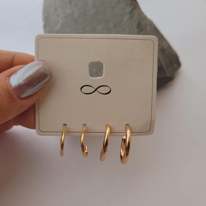 پک گوشواره حلقه ای کوچک طلایی