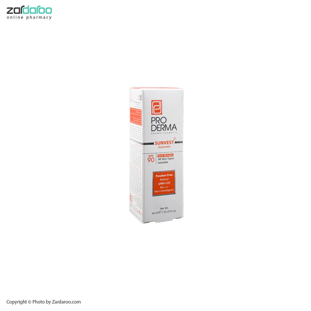 کرم ضد آفتاب ضد چروک و آبرسان انواع پوست SPF90 پرودرما Pro Derma — تصویر ۳