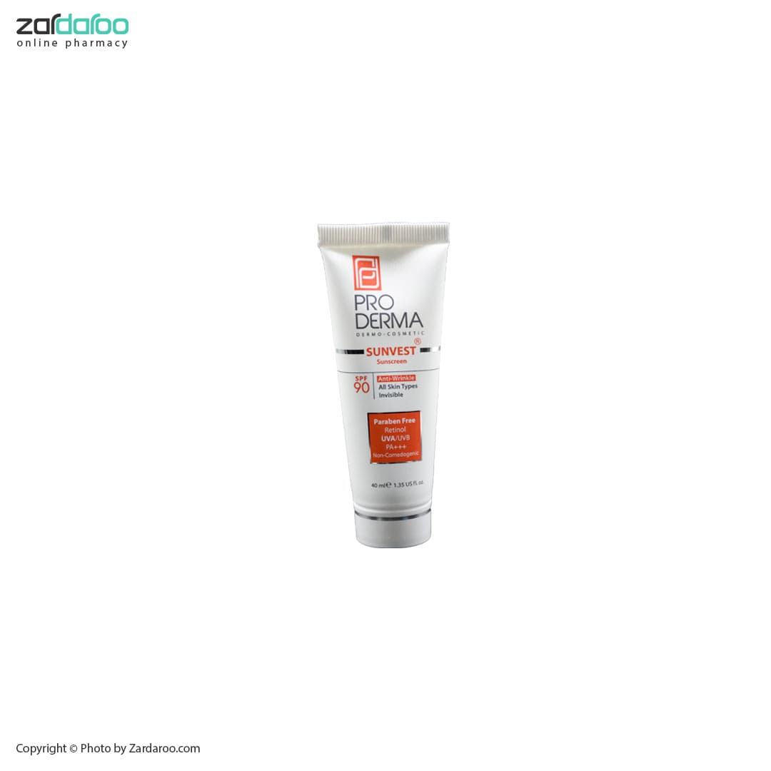 کرم ضد آفتاب ضد چروک و آبرسان انواع پوست SPF90 پرودرما Pro Derma — تصویر ۴