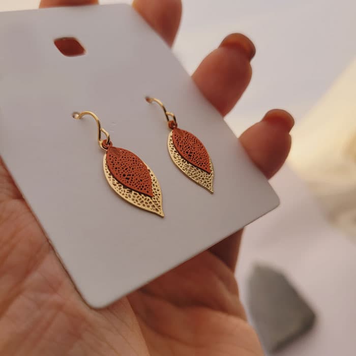 گوشواره آویز حصیری طرح برگ — تصویر ۶