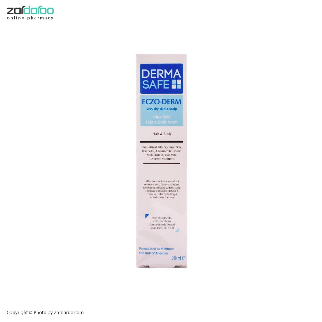 شامپو سر و بدن اگزودرم ویژه پوست های بسیار خشک درماسیف Derma Safe