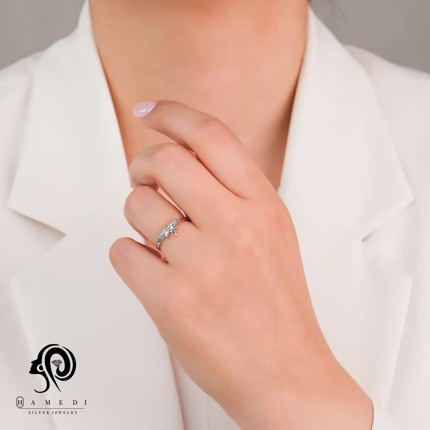 انگشتر سنجاقک نقره زنانه مدل RI B203 — تصویر ۳