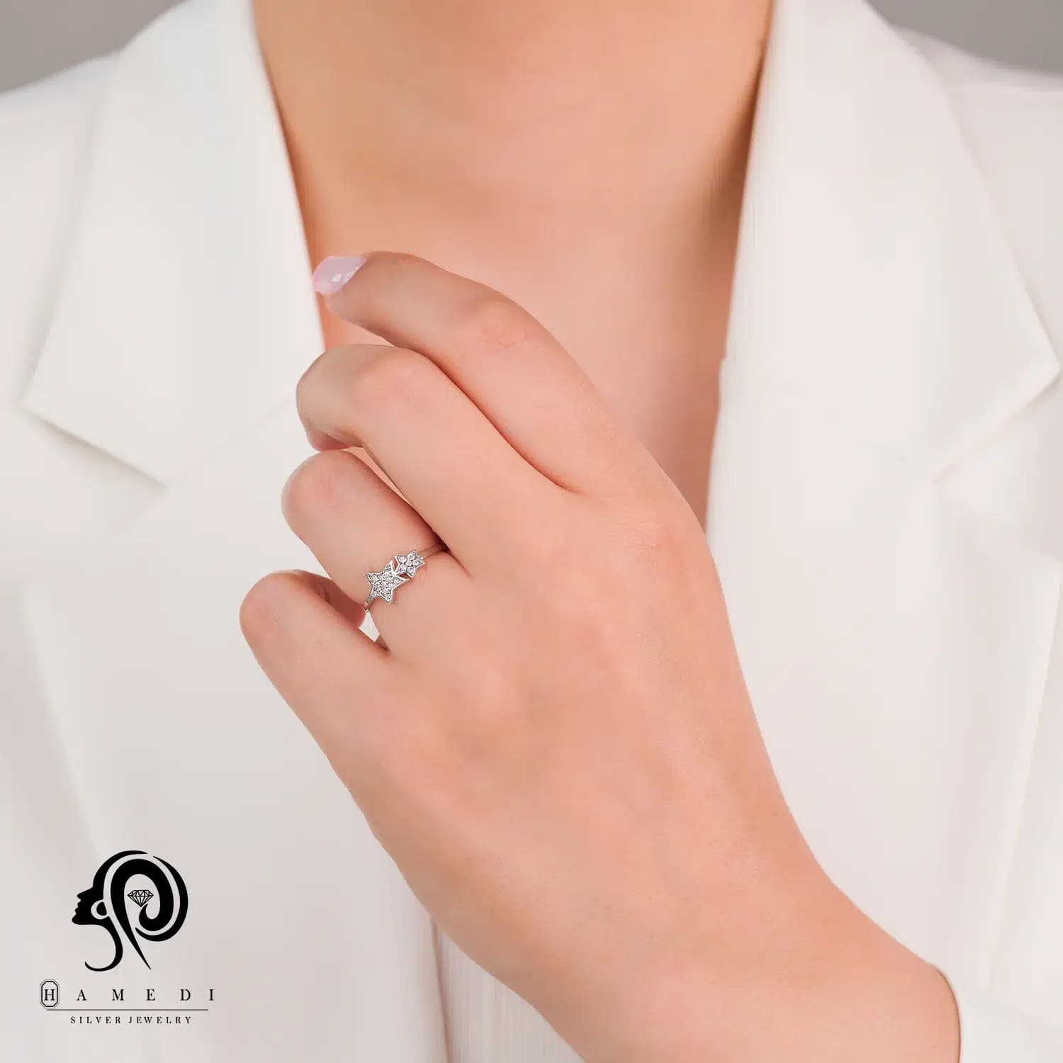انگشتر ستاره نقره زنانه مدل RI B209 — تصویر ۲
