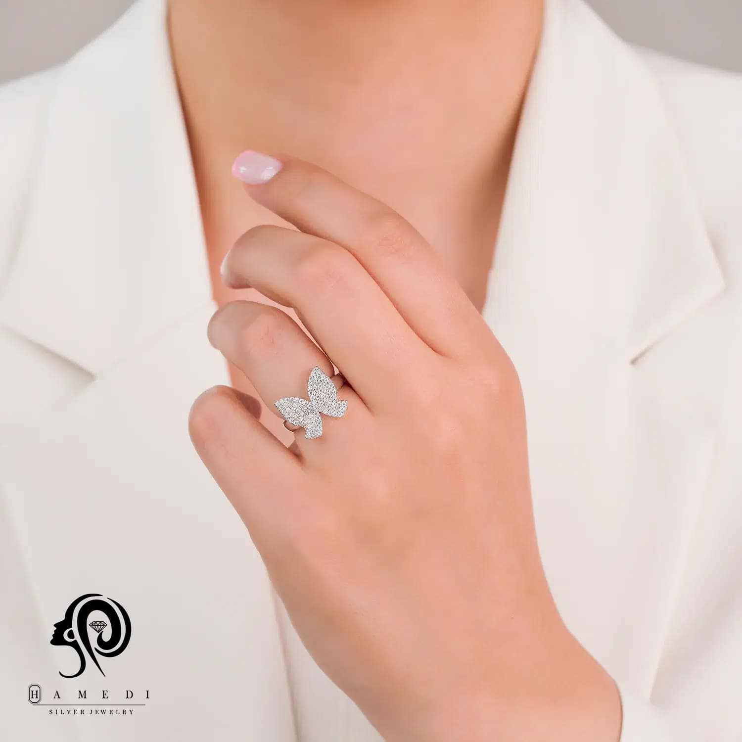 انگشتر پروانه نقره زنانه مدل RI B211 — تصویر ۲