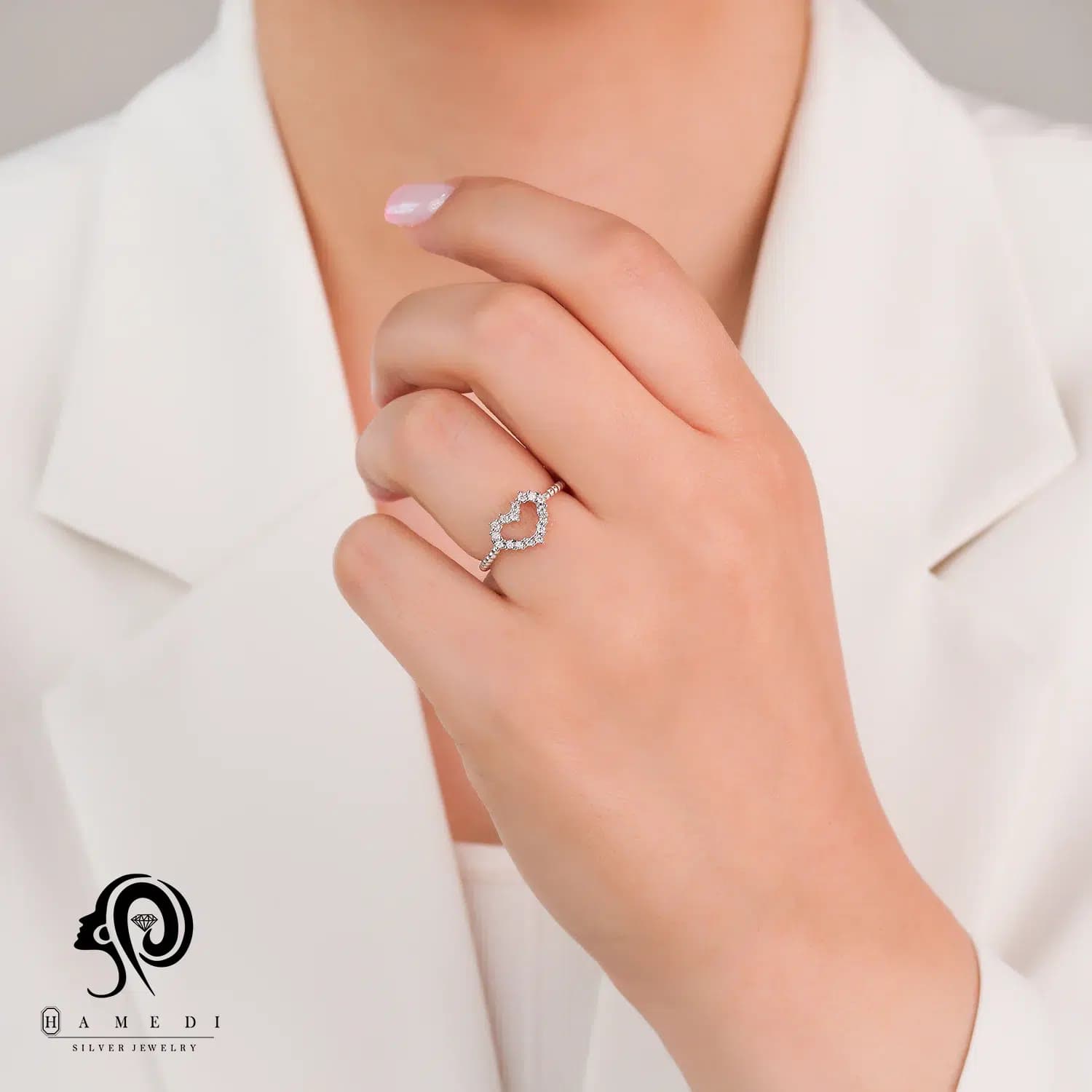 انگشتر قلب نقره زنانه مدل RI B212 — تصویر ۲