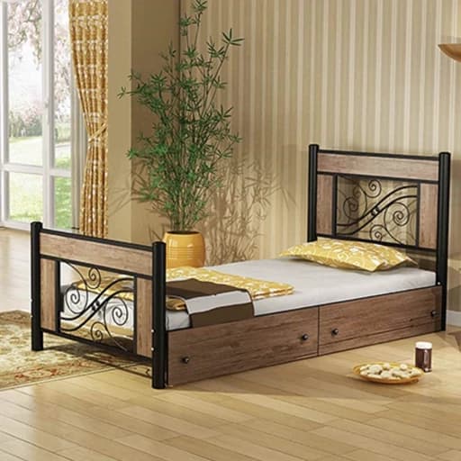 تخت خواب یک نفره مدل ملودی باکشو بدون تشک مبلمان فرنا مدل 1141770